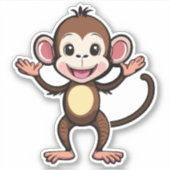 Sticker Bébé singe mignon dansant un jig incroyable (Devant)