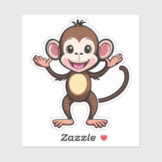 Sticker Bébé singe mignon dansant un jig incroyable (Feuille)