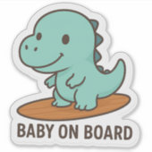 Sticker Bébé sur la planche de surf Dinosaur (Devant)