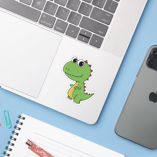 Sticker Bébé vert heureux dentifrice cheeky dinosaure stic