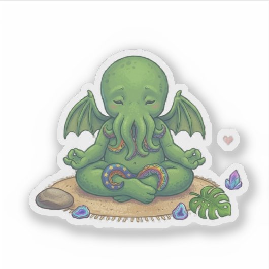Sticker Bébé Yoga Cthulhu (Devant)