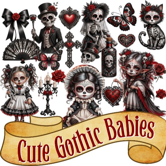 Sticker Bébés Gothiques Mignons  2