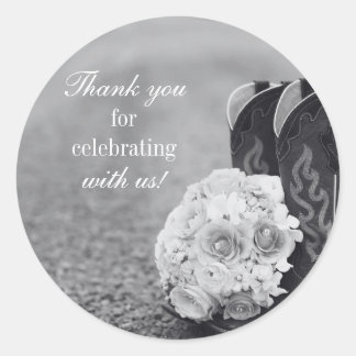 Sticker bedankt voor landelijke trouwschoenen