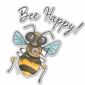Sticker Bee Happy Adorable abeille (Devant)