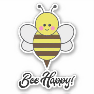 Sticker Bee Happy Kawaii Bee Buzz Citation Bumblebee