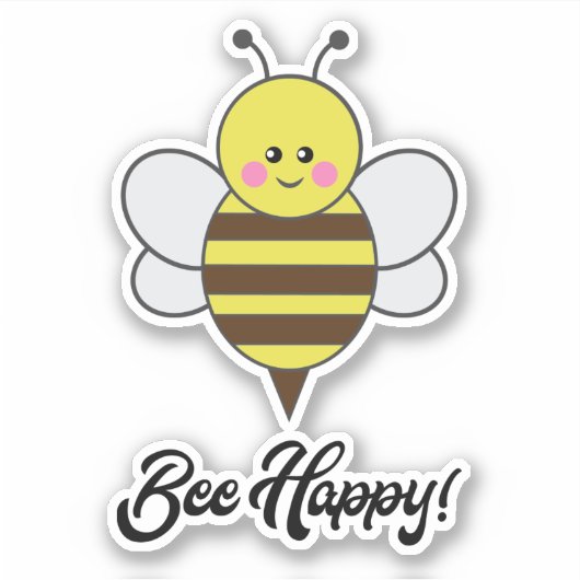 Sticker Bee Happy Kawaii Bee Buzz Citation Bumblebee (Devant)