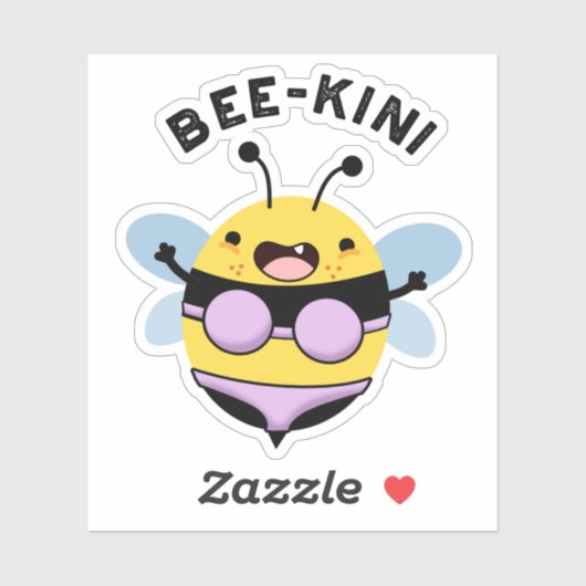 Sticker Bee-kini Funny Bee Puns (Feuille)