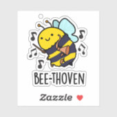 Sticker Bee-thoven Funny Music Bee Pun (Feuille)