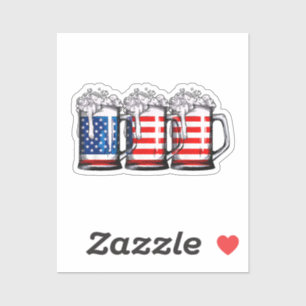 Sticker Beer American Flag 4 juillet Hommes Femmes Merica