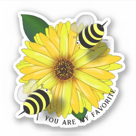 Sticker Bee's Lunch Date on Yellow Flower (Devant)