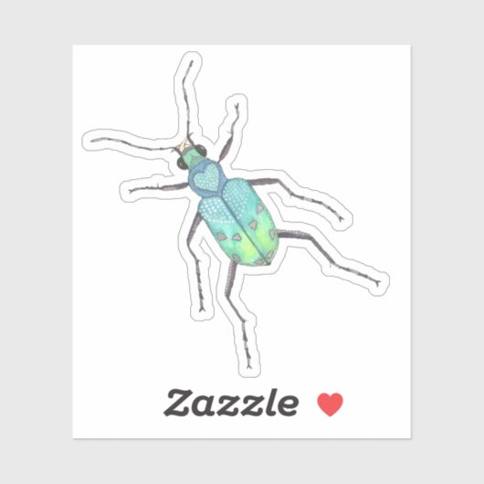 Sticker Beetle de Tigre Bleu (Feuille)