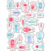 Sticker Beetles et Bugs Aquarelle Peinture des insectes (Devant)
