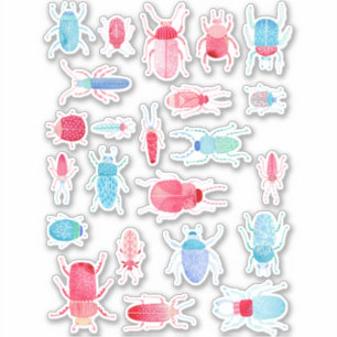 Sticker Beetles et Bugs Aquarelle Peinture des insectes