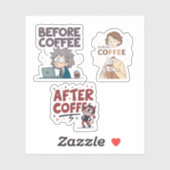 Sticker Before During After Coffee Mood Vector Art (Feuille)