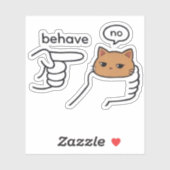 Sticker Behave/No Orange Cat, Funny Cat (Feuille)