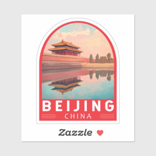 Sticker Beijing China Travel Art Emblem (Feuille)