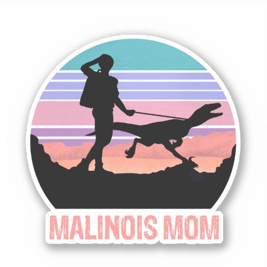 Sticker Belge Malinois Velociraptor Maliraptor Maman (Devant)