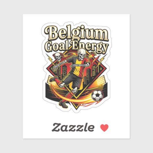 Sticker Belgique Énergie de l'objectif Squelette Attaquant (Feuille)