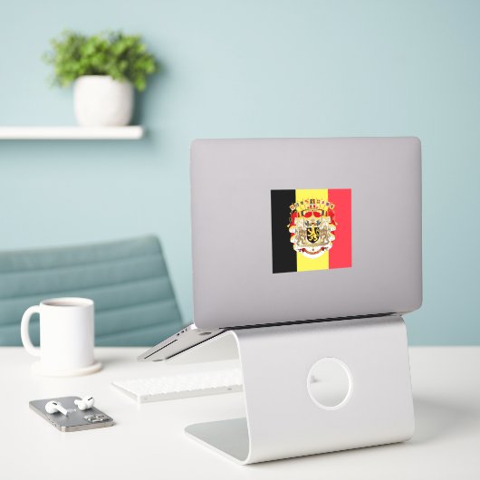 Sticker Belgium Flag & COA (Ordinateur portable sur le bureau)