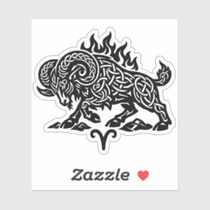 Sticker Bélier Fire‑Bélier – Encre Hantée Celtique Zodiaqu