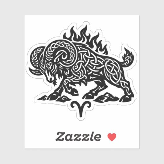 Sticker Bélier Fire‑Bélier – Encre Hantée Celtique Zodiaqu (Feuille)