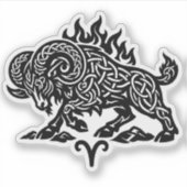 Sticker Bélier Fire‑Bélier – Encre Hantée Celtique Zodiaqu (Devant)