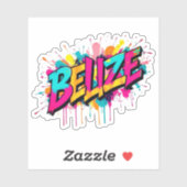 Sticker Belize style graffiti turquoise vacances voyage (Feuille)