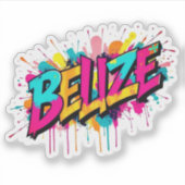 Sticker Belize style graffiti turquoise vacances voyage (Devant)