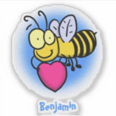 Sticker Belle abeille drôle avec dessin animé du coeur (Devant)