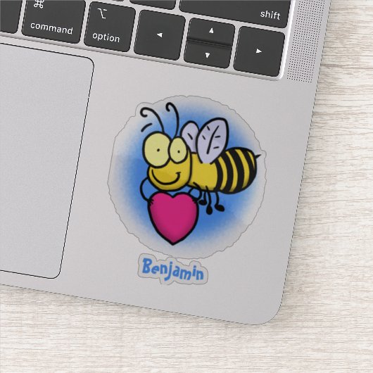 Sticker Belle abeille drôle avec dessin animé du coeur (Détail)
