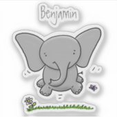 Sticker Belle adorable dessin d'éléphant bébé (Devant)