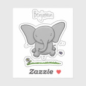 Sticker Belle adorable dessin d'éléphant bébé (Feuille)
