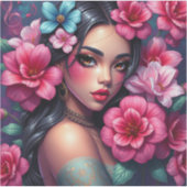 Sticker Belle Anime hispanique femme (Devant)