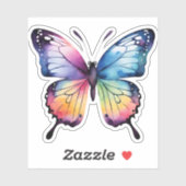 Sticker Belle aquarelle Arc-en-ciel Monarque Papillon (Feuille)
