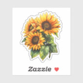 Sticker Belle aquarelle Bouquet de tournesol floral (Feuille)