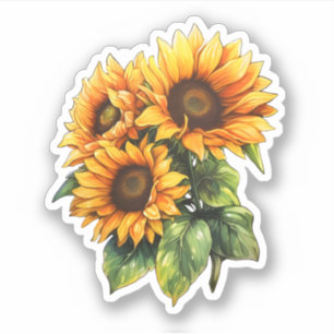 Sticker Belle aquarelle Bouquet de tournesol floral