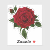 Sticker Belle aquarelle Fleur rouge Rose (Feuille)