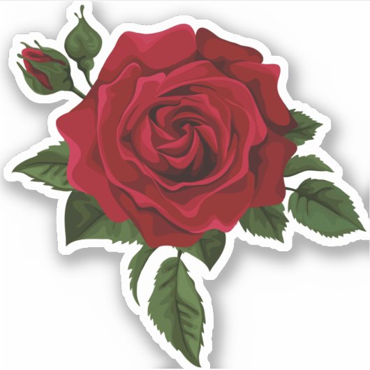 Sticker Belle aquarelle Fleur rouge Rose (Devant)