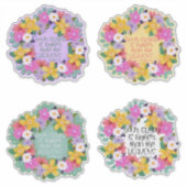 Sticker Belle Aquarelle Fleurs Wreath Psalm Citation (Devant)