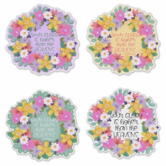 Sticker Belle Aquarelle Fleurs Wreath Psalm Citation (Devant)