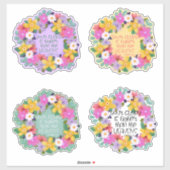 Sticker Belle Aquarelle Fleurs Wreath Psalm Citation (Feuille)