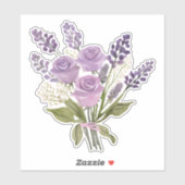 Sticker Belle aquarelle Lavande Rose Bouquet étanche (Feuille)