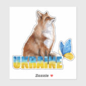 Sticker Belle aquarelle Ukraine Fox et voiturette (Feuille)