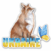 Sticker Belle aquarelle Ukraine Fox et voiturette (Devant)