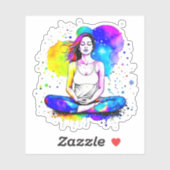Sticker Belle Art Spirituel Lady Méditation (Feuille)