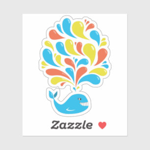 Sticker Belle baleine à dessin coloré