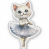 Sticker Belle ballerine de chat blanc danse ballet (Devant)