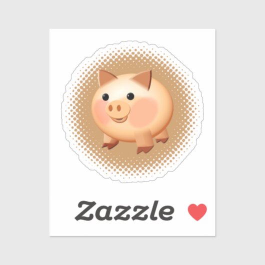 Sticker Belle Cartoon Bébé porc (Feuille)