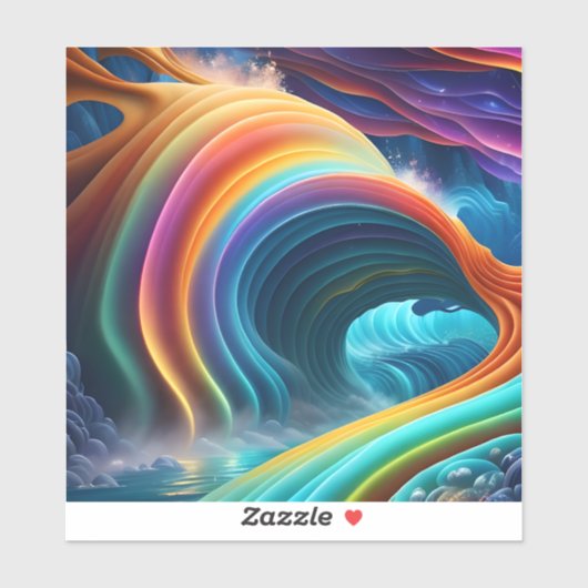 Sticker Belle cascade arc-en-ciel (Feuille)