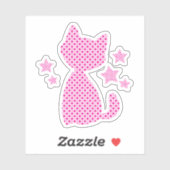 Sticker Belle chaton rose mignon avec Asterisks (Feuille)